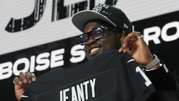 Boise State Broncos running back Ashton Jeanty is selected by the Las Vegas Raiders as the number six pick in the first round of the 2025 NFL Draft at Lambeau Field.