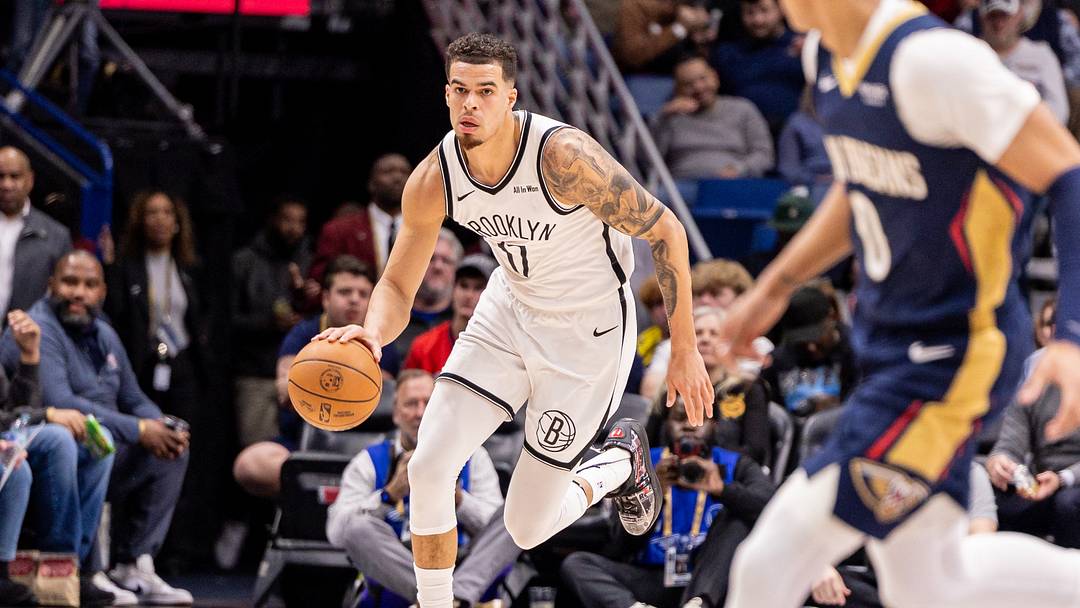 Jan 14, 2026; New Orleans, Louisiana, USA;  Brooklyn Nets forward Michael Porter Jr. (17) brings the ball up court against the New Orleans Pelicans during the first half at Smoothie King Center. Mandatory Credit: Stephen Lew-Imagn Images