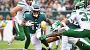 Oct 6, 2019; Philadelphia, PA, USA; Philadelphia Eagles running back Darren Sproles (43) carries the ball during the first quarter against the New York Jets at Lincoln Financial Field. Mandatory Credit: Eric Hartline-Imagn Images
