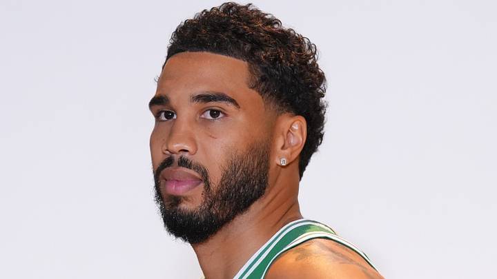 Sep 28, 2026; Boston, MA, USA; Boston Celtics forward/guard Jayson Tatum (0) during media day at Auerbach Center. Mandatory Credit: David Butler II-Imagn Images