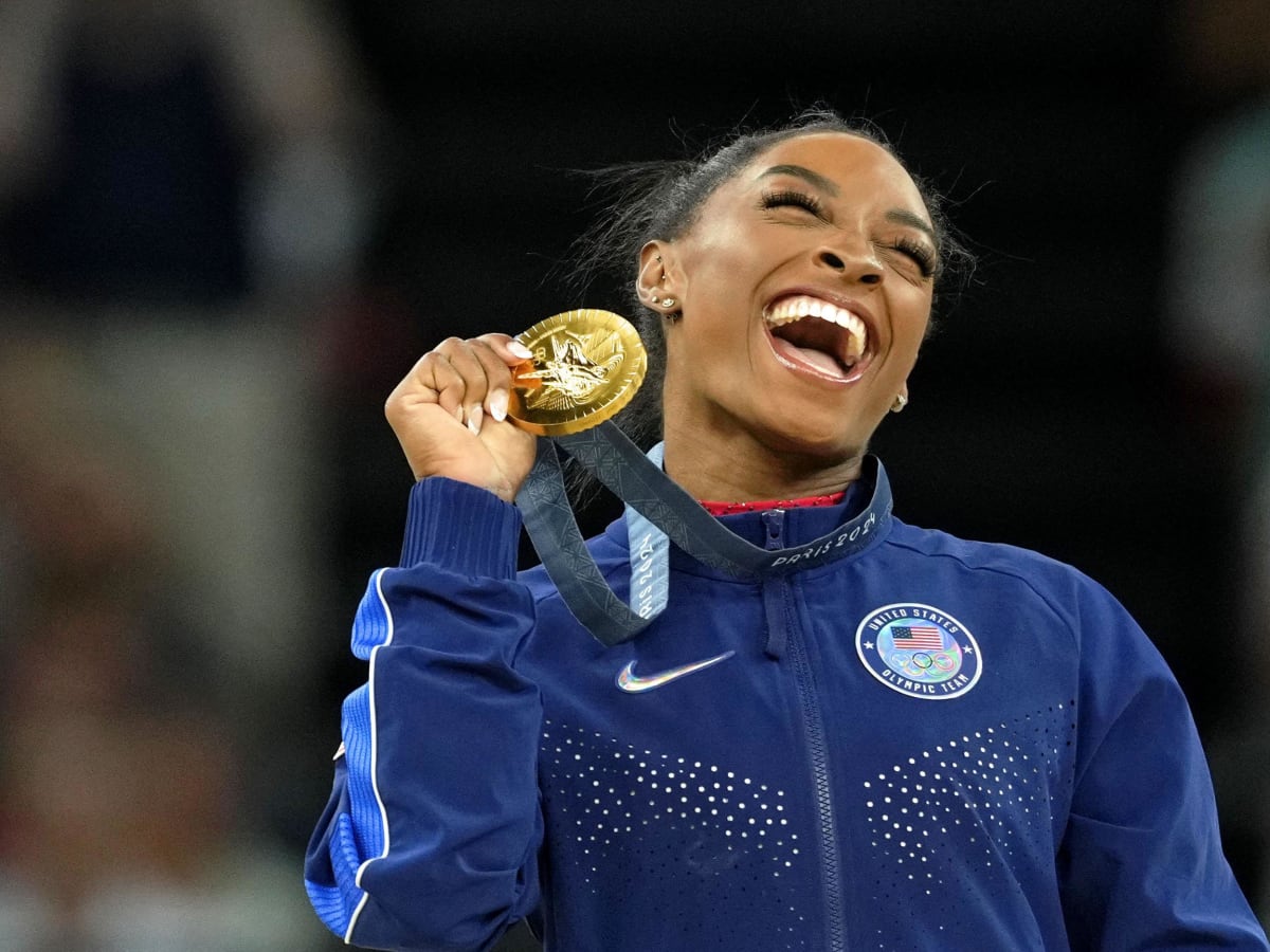 Simone Biles Wears Nike Air Max Sneakers on Olympic Medal Stand