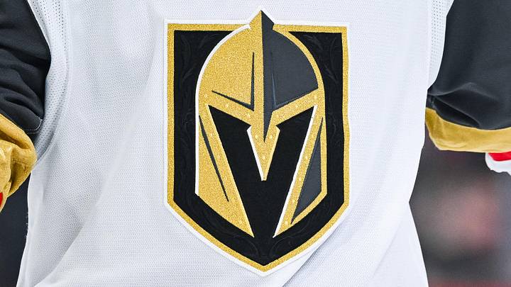 Nov 23, 2024; Montreal, Quebec, CAN; View of a Las Vegas Golden Knights logo on a jersey worn by a member of the team during the second period at Bell Centre. Nov 23, 2024; Montreal, Quebec, CAN; View of a Las Vegas Golden Knights logo on a jersey worn by a member of the team during the second period at Bell Centre.