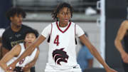 Jun 23, 2023; Glendale, AZ, USA; Desert Mountain player Javon Bardwell (4) during the Section 7 high school boys tournament at State Farm Stadium. Mandatory Credit: Mark J. Rebilas-Imagn Images