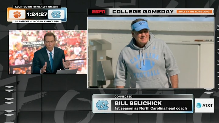 Old friends Nick Saban and Bill Belichick shared a laugh on ESPN's 'College GameDay' Saturday