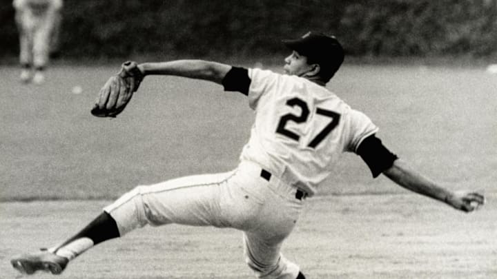 May 1968; Unknown location, USA; FILE PHOTO; San Francisco Giants pitcher Juan Marichal in action during the 1968 season. Mandatory Credit: Malcolm Emmons-Imagn Images