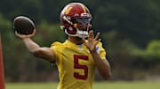 Commanders QB Jayden Daniels is the third quarterback coming off the board based on FantasyPros ADP data.