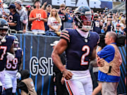 Aug 17, 2024; Chicago, Illinois, USA; Chicago Bears wide receiver DJ Moore (2) enters the field before the game against the Cincinnati Bengals at Soldier Field. Mandatory Credit: Daniel Bartel-Imagn Images