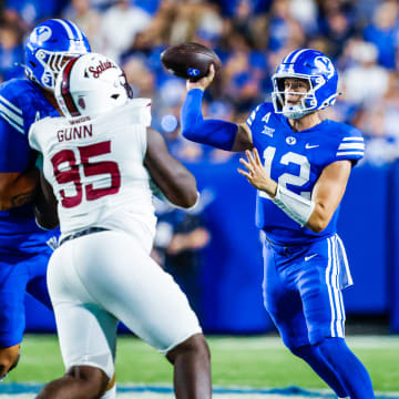 BYU quarterback Jake Retzlaff against Southern Illinois