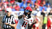 Sep 20, 2025; Durham, North Carolina, USA;  North Carolina State Wolfpack quarter back CJ Bailey (11) throws the ball during the first quarter against the Duke Blue Devils at Wallace Wade Stadium. Mandatory Credit: Zachary Taft-Imagn Images