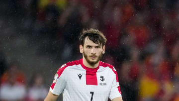  Kvaratskhelia in action vs Spain at the Euros