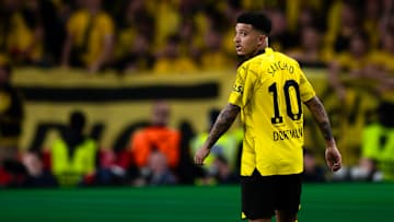 Jadon Sancho of Borussia Dortmund looks on during the UEFA...
