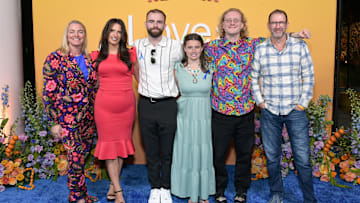 LOS ANGELES, CALIFORNIA - APRIL 01: (L-R) Karina Holden, Lise Smith, Connor Tomlinson, Madison Marilla, James B. Jones, and Cian O'Clery attend Netflix "Love on the Spectrum" ATAS Official at Netflix Tudum Theater on April 01, 2025, in Los Angeles, California. 