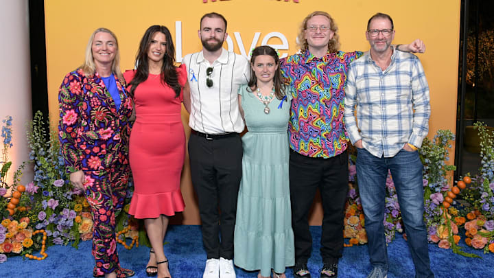 LOS ANGELES, CALIFORNIA - APRIL 01: (L-R) Karina Holden, Lise Smith, Connor Tomlinson, Madison Marilla, James B. Jones, and Cian O'Clery attend Netflix "Love on the Spectrum" ATAS Official at Netflix Tudum Theater on April 01, 2025, in Los Angeles, California. 