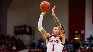 Indiana Hoosiers guard Jalen Hood-Schifino (1) plays against...