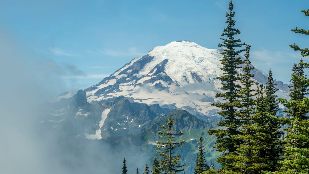 View of Mount Rainier from the Naches Peak Loop Trail View of Mount Rainier from the Naches Peak Loop Trail
