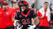 Oct 3, 2025; San Diego, California, USA; San Diego State Aztecs running back Byron Cardwell Jr. (21).
