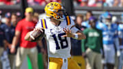 LSU Tigers quarterback Garrett Nussmeier is looking to lead his team to a fifth win in 2025. 