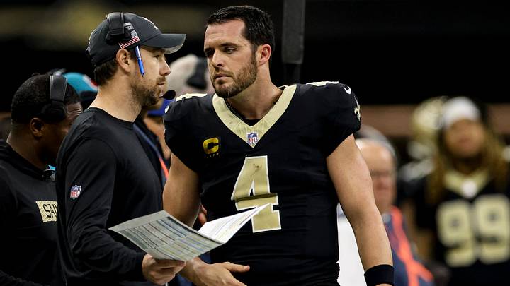 Klint Kubiak and Derek Carr with the New Orleans Saints