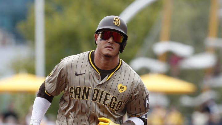 San Diego Padres third baseman Manny Machado (13) runs the bases after hitting a two run home run against the Pittsburgh Pirates during the first inning at PNC Park on Aug 8.