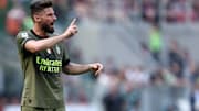 Olivier Giroud of Ac Milan  gestures during the Serie A...