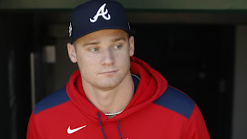  Atlanta Braves starting pitcher AJ Smith-Shawver (32) enters the dugout to play the Pittsburgh Pirates at PNC Park.