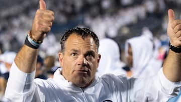 Penn State athletic director Pat Kraft gives two thumbs up to the students after a Nittany Lions win at Beaver Stadium. 