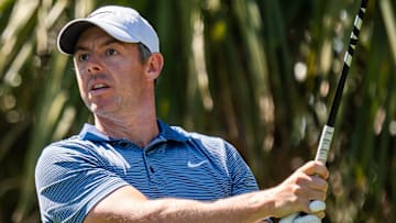 Rory McIlroy tees off during the first round of The Players Championship.