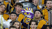 Louisiana State Tigers band performs after the game