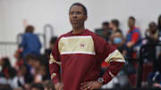 Florida High head coach Charlie Ward looks on from the sidelines in a game between Florida High and Andrew Jackson on Jan. 21, 2023, at Florida High. The Seminoles won 56-40.

J9t2336