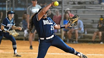 Parrish Community High   s Isabella \"Isa\" Vega pitches against Lakewood Ranch, Thursday night March 23, 2023, at Lakewood Ranch High.

Sar Pchw Vs Lrhs Softball 01