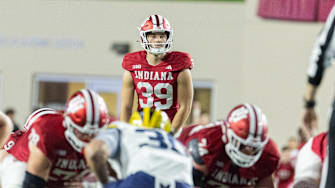 Indiana Hoosiers place kicker Nicolas Radicic (39) gets ready to hit a field goal  in the second half against the Michigan Wolverines at Memorial Stadium.