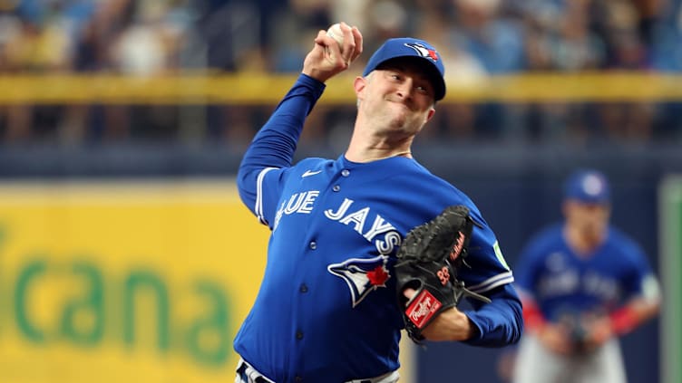 Sep 24, 2023; St. Petersburg, Florida, USA;Toronto Blue Jays relief pitcher Trevor Richards (33)