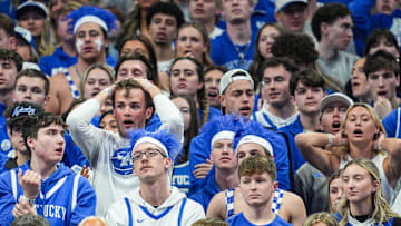 Kentucky students were in an array of emotions of dismay as No.1 Auburn cruises past the Wildcats 94-78 -- Auburn's first win at Rupp Arena since 1988 -- in SEC basketball Saturday afternoon in Lexington, Kentucky March 1, 2025