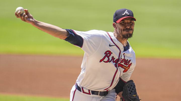 Atlanta Braves starting pitcher Charlie Morton gave up eight runs, getting eight outs on Thursday against the Milwaukee Brewers.