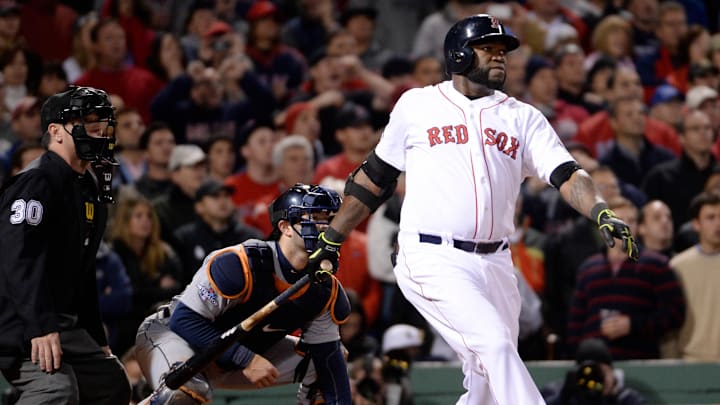 Ortiz hits a grand slam against the Tigers during the 8th inning in the ALCS. Ortiz hits a grand slam against the Tigers during the 8th inning in the ALCS.