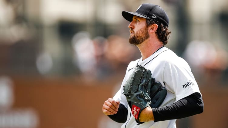 Detroit Tigers pitcher Casey Mize (12) walks off the field after picking the third inning against Washington Nationals at Comerica Park in Detroit on Thursday, June 13, 2024.