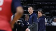 Mar 20, 2024; Salt Lake City, UT, USA; Samford Bulldogs head coach Bucky McMillan during the NCAA first round practice session at Delta Center. Mandatory Credit: Rob Gray-Imagn Images