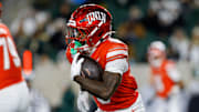 UNLV Rebels running back Jai'Den Thomas (9) runs the ball in the third quarter against the Colorado State Rams at Sonny Lubick Field at Canvas Stadium. Mandatory Credit: Isaiah J. Downing-Imagn Images