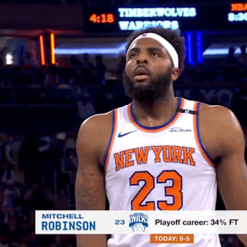 Knicks center Robinson at the free-throw line during Game 3 against the Celtics