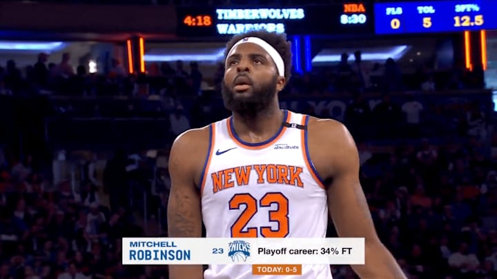 Knicks center Robinson at the free-throw line during Game 3 against the Celtics Knicks center Robinson at the free-throw line during Game 3 against the Celtics