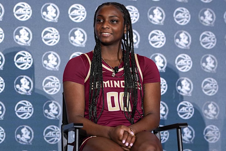 Florida State player Ta'Niya Latson during ACC Media Days at The Hilton Charlotte Uptown. 