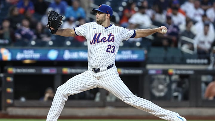 Sep 3, 2024; New York City, New York, USA;  New York Mets starting pitcher David Peterson (23) pitches in the first inning against the Boston Red Sox at Citi Field. Mandatory Credit: Wendell Cruz-Imagn Images