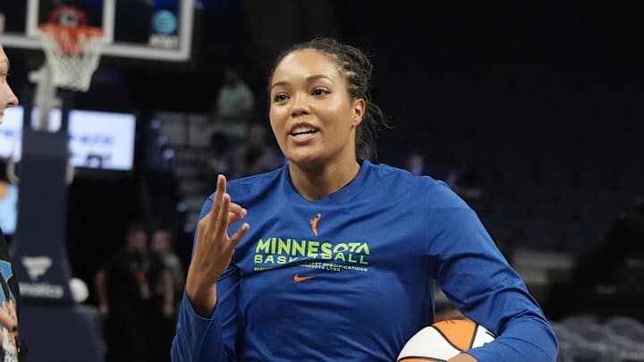 Jul 27, 2025; Minneapolis, Minnesota, USA; Minnesota Lynx forward Napheesa Collier (24) prepares to play the Atlanta Dream before the game at Target Center. Mandatory Credit: Bruce Kluckhohn-Imagn Images Jul 27, 2025; Minneapolis, Minnesota, USA; Minnesota Lynx forward Napheesa Collier (24) prepares to play the Atlanta Dream before the game at Target Center. Mandatory Credit: Bruce Kluckhohn-Imagn Images