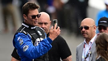 Tom Brady looks on before the 109th Running of the Indianapolis 500 at Indianapolis Motor Speedway. 