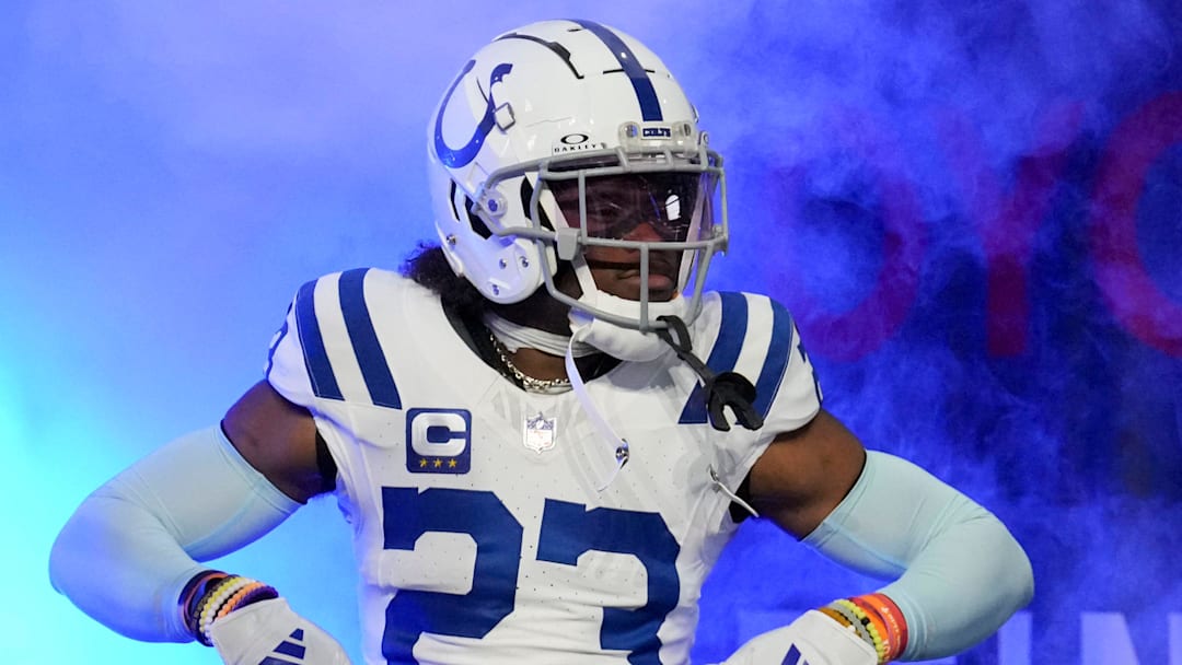 Indianapolis Colts cornerback Kenny Moore II takes the field ahead of a game against the Tennessee Titans at Lucas Oil Stadium in Indianapolis.