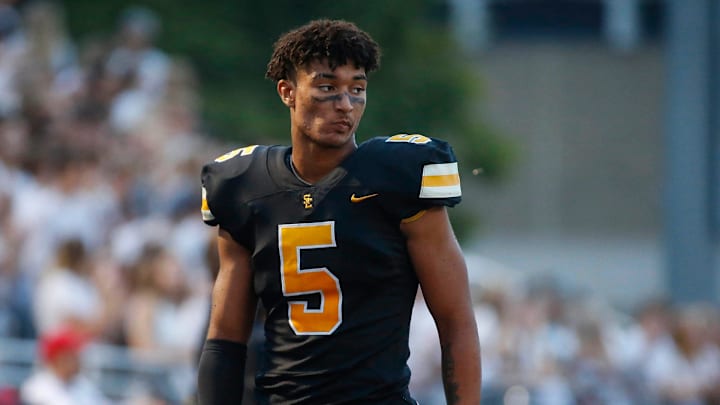 Southeast Polk senior defensive back Xavier Nwankpa watches from the sideline as his Rams offense drive the ball upfield against West Des Moines Valley on Friday, Sept. 3, 2021, at Southeast Polk High School in Pleasant Hill.