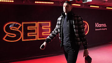 Mar 23, 2024; Chicago, Illinois, USA; Chicago Bulls center Nikola Vucevic (9) enters the building before the game against the Boston Celtics at United Center. Mandatory Credit: David Banks-Imagn Images
