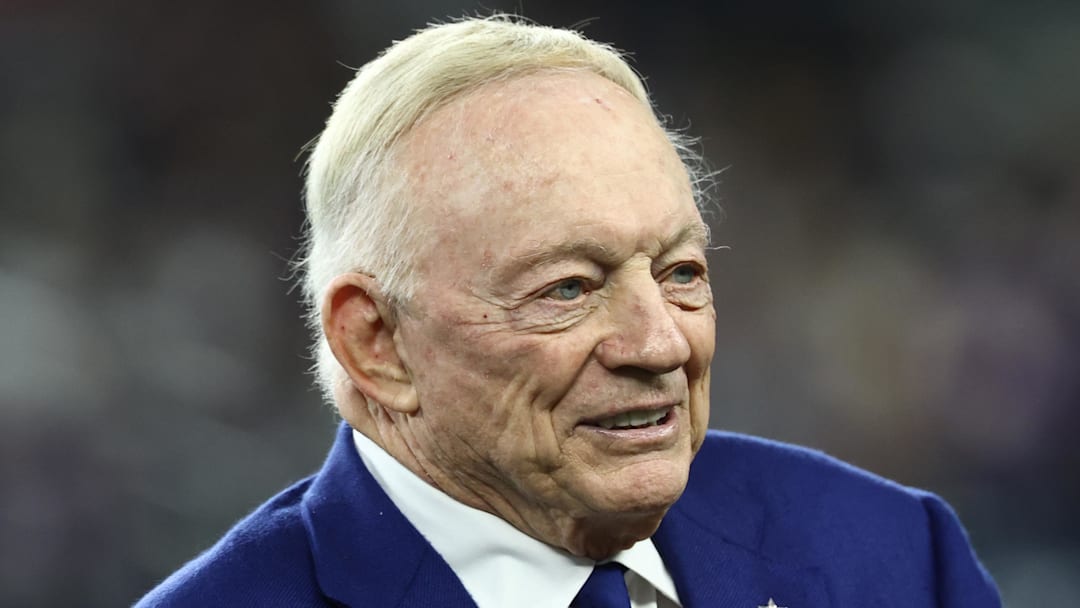Dec 14, 2025; Arlington, Texas, USA; Dallas Cowboys owner Jerry Jones before a game against the Minnesota Vikings at AT&T Stadium. Mandatory Credit: Kevin Jairaj-Imagn Images