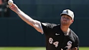Chicago White Sox pitcher Shane Smith (64) throws against the Los Angeles Dodgers at Camelback Ranch-Glendale. 