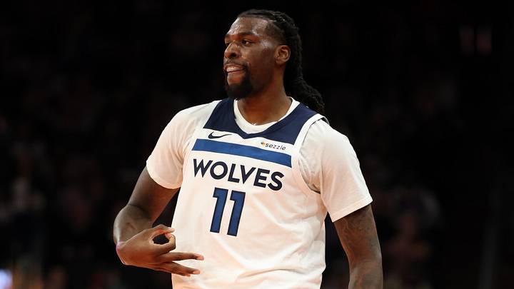 Nov 21, 2025; Phoenix, Arizona, USA; Minnesota Timberwolves center Naz Reid (11) against the Phoenix Suns during an NBA Cup game at Mortgage Matchup Center. Mandatory Credit: Mark J. Rebilas-Imagn Images